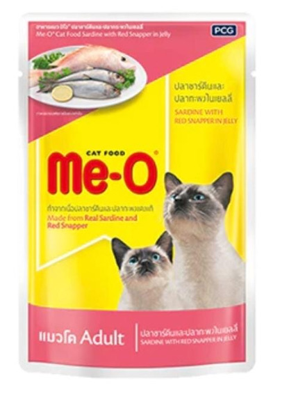 MeO POUCH CAT Sardine with Red Snapper in jelly 80GR