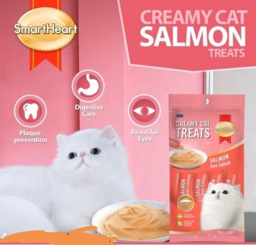Smart Heart Creamy Cat Treats Salmon. 15gX4pcX12pack