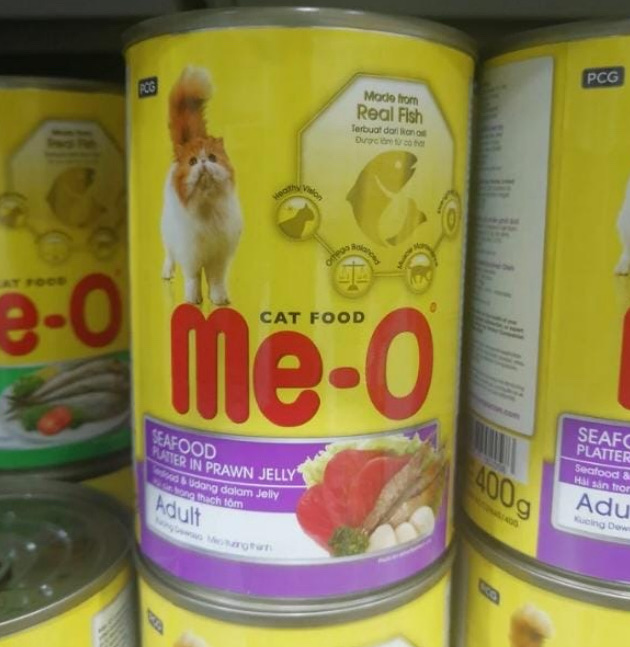 M e - o wet canned cat food seafood in prawn jelly 400 g x 24 pcs