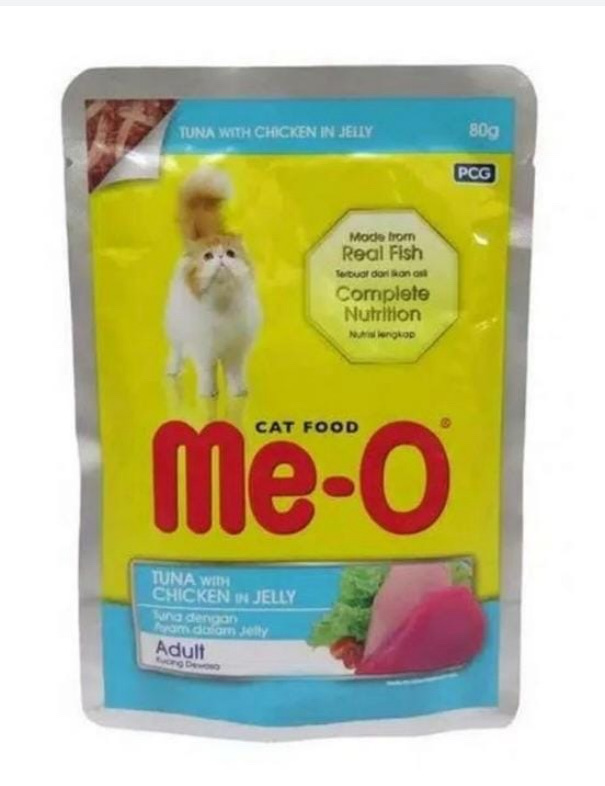 M e - o CAT POUCH Tuna with chicken in jelly 80 gm