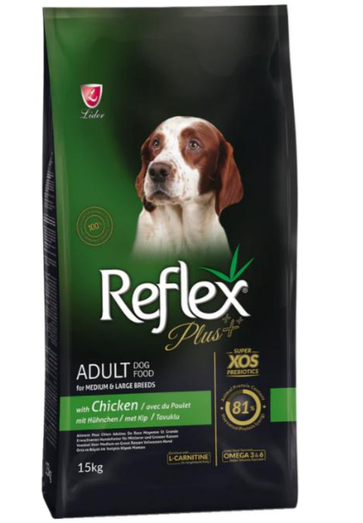 Reflex plus medium largebreed adultdog chicken 15kg