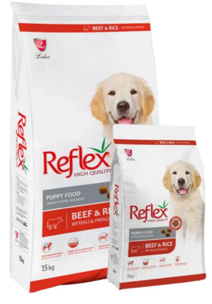 Reflex puppy food beef and rice 15kg